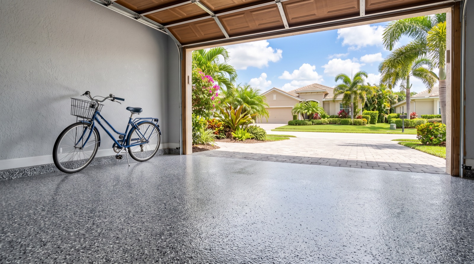 Example of a color-flake epoxy garage floor coating